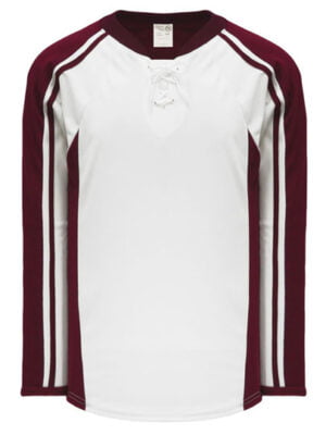 Shop new & classic Pro-Style Select hockey jerseys. Keep cool & dry while you're on the ice. Machine washable & easy to maintain. Because you looked at the Pro-Style Select hockey jerseys, be sure to check out our other sublimated and pro-team designs! Find designs similar to Peterborough White/Maroon Striped Jersey here.